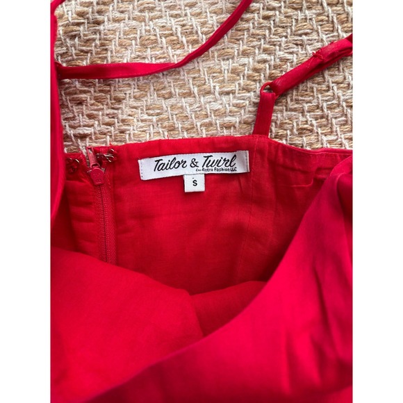 Tailor & Twirl Tatyana Red Retro Fit and Flare Midi Dress Straps Small - Picture 2 of 6